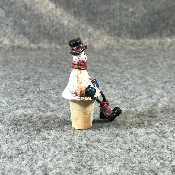 Vintage Figurine Snowman Bottle Cork Stopper - Picture 5 of 7